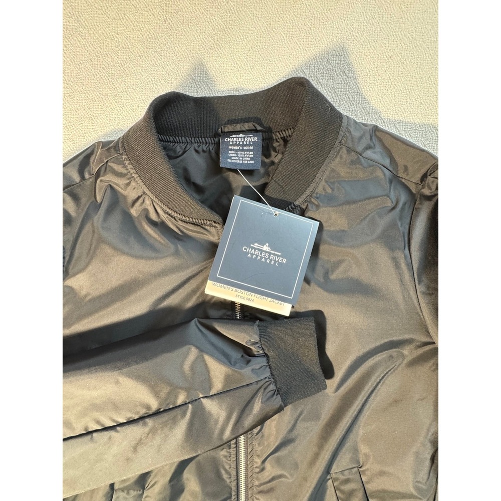Charles River Apparel Women Boston Flight Jacket Black Bomber Style 5824 NWT M